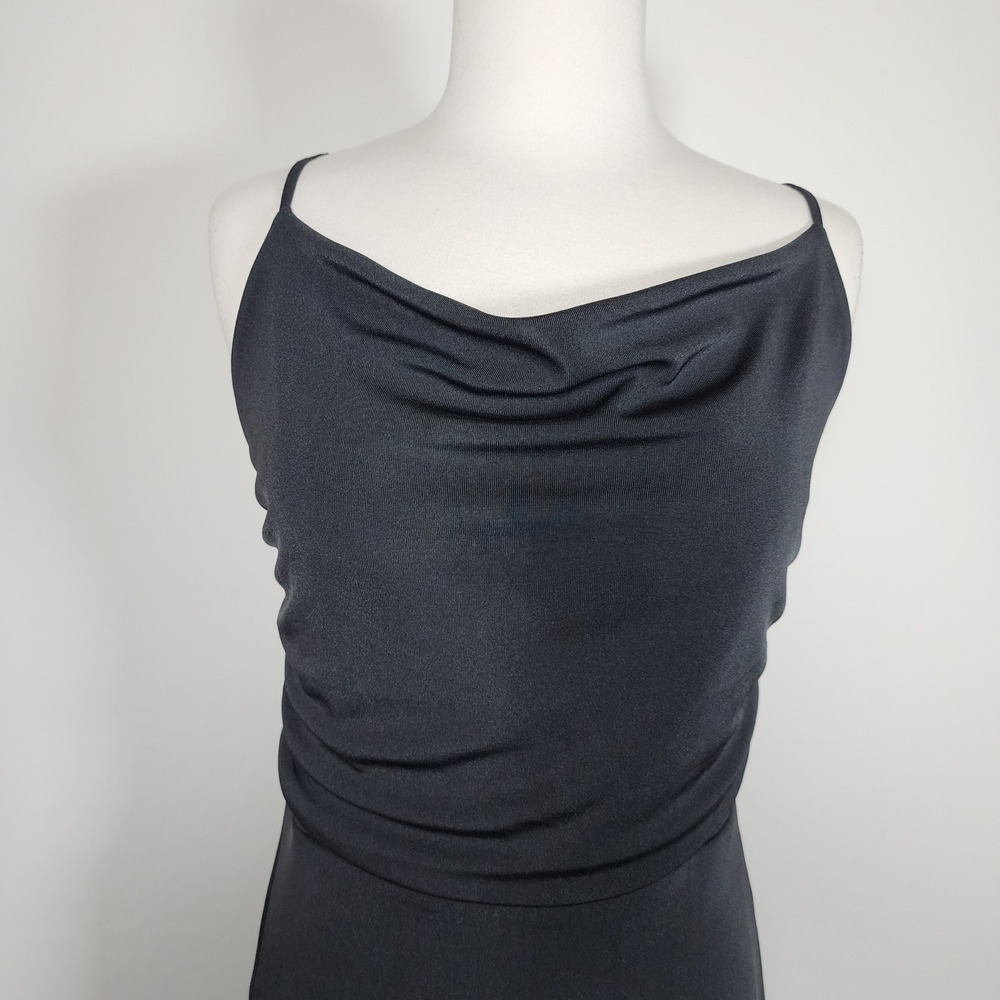 Sleeveless Maxi‎ Dress Dark Gray/Black Cowl Neck Evening Gown Slit Formal XL - Picture 2 of 9